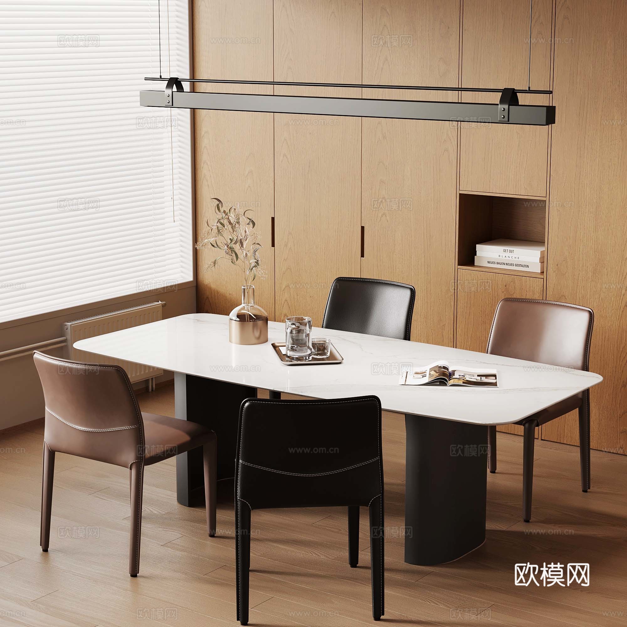 现代餐桌椅 吊灯su模型