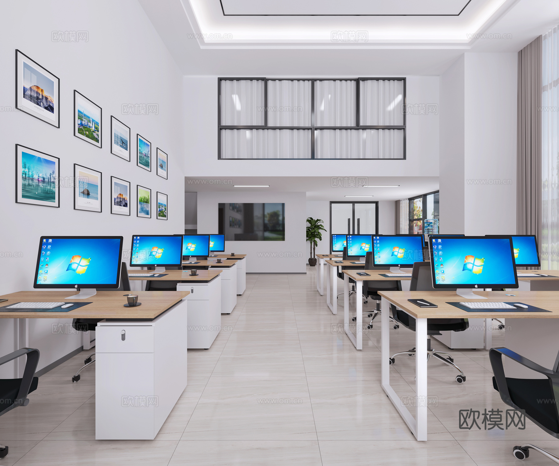 开放办公区3d模型