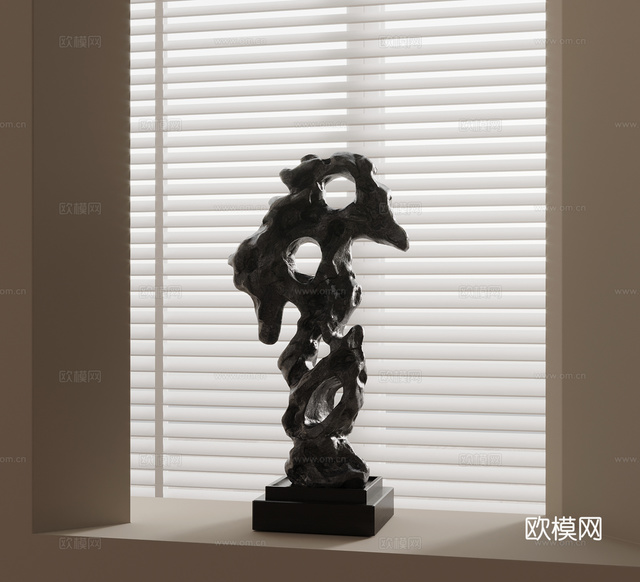 中式雕塑 石头su模型下载(渲染图1)