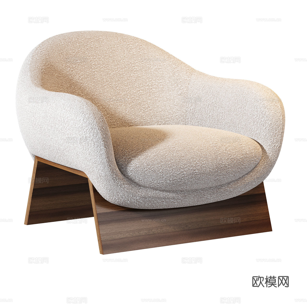 Bonaldo 极简休闲椅 布艺休闲椅 胡桃木休闲椅 扶手椅3d模型