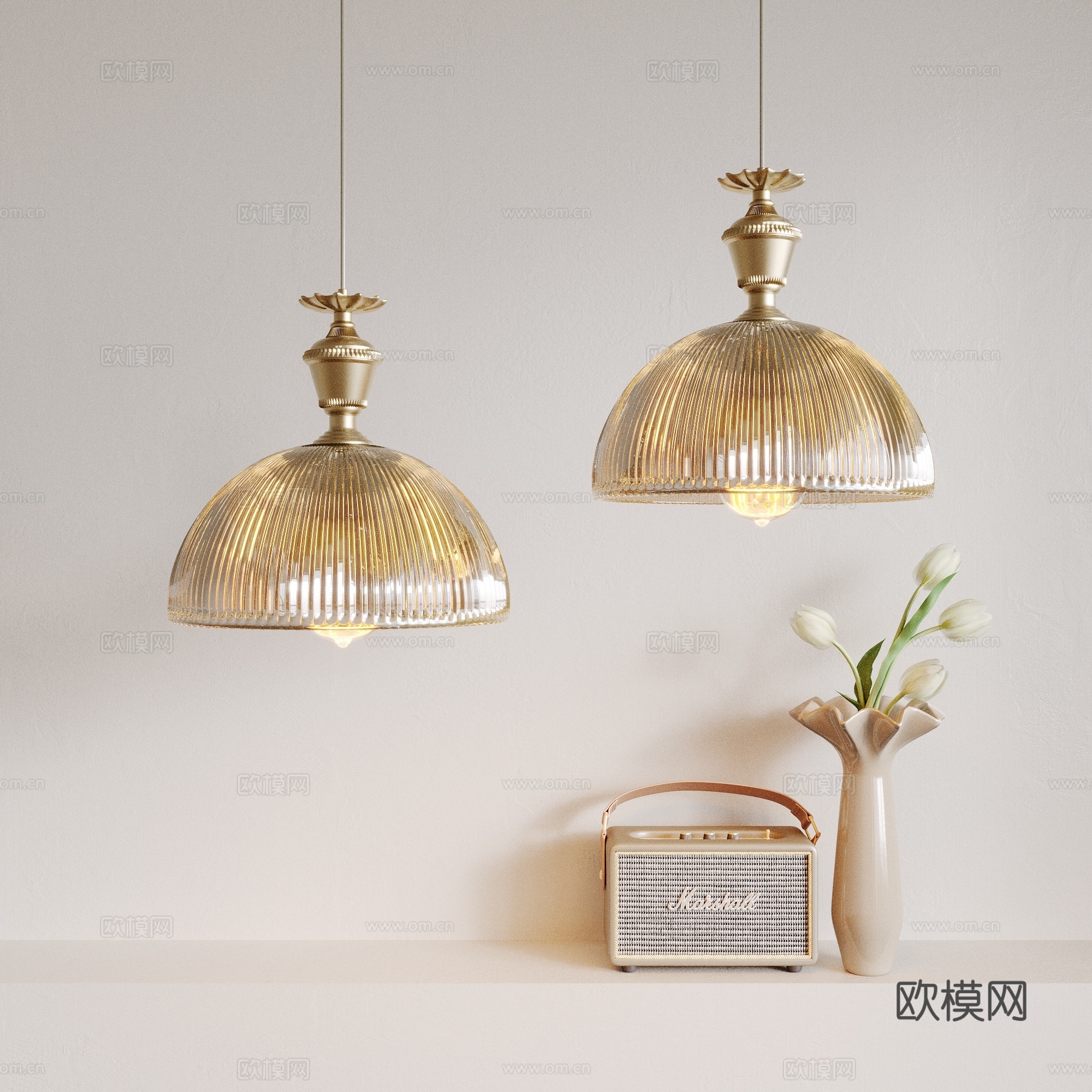 法式奶油风吊灯3d模型