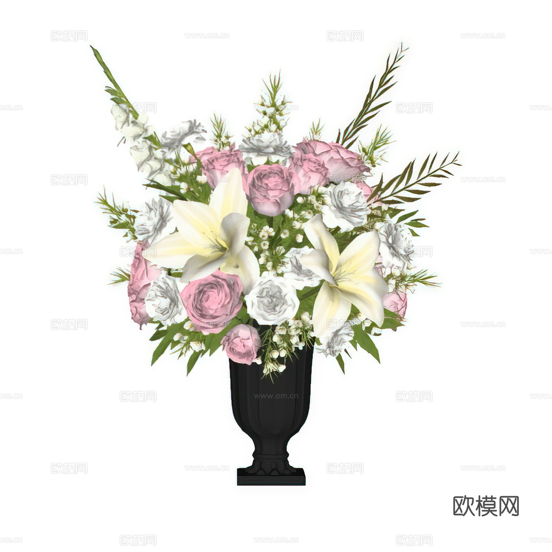 现代法式花艺摆件 艺术插花 鲜花花卉 绿植摆件 桌面摆件su模型
