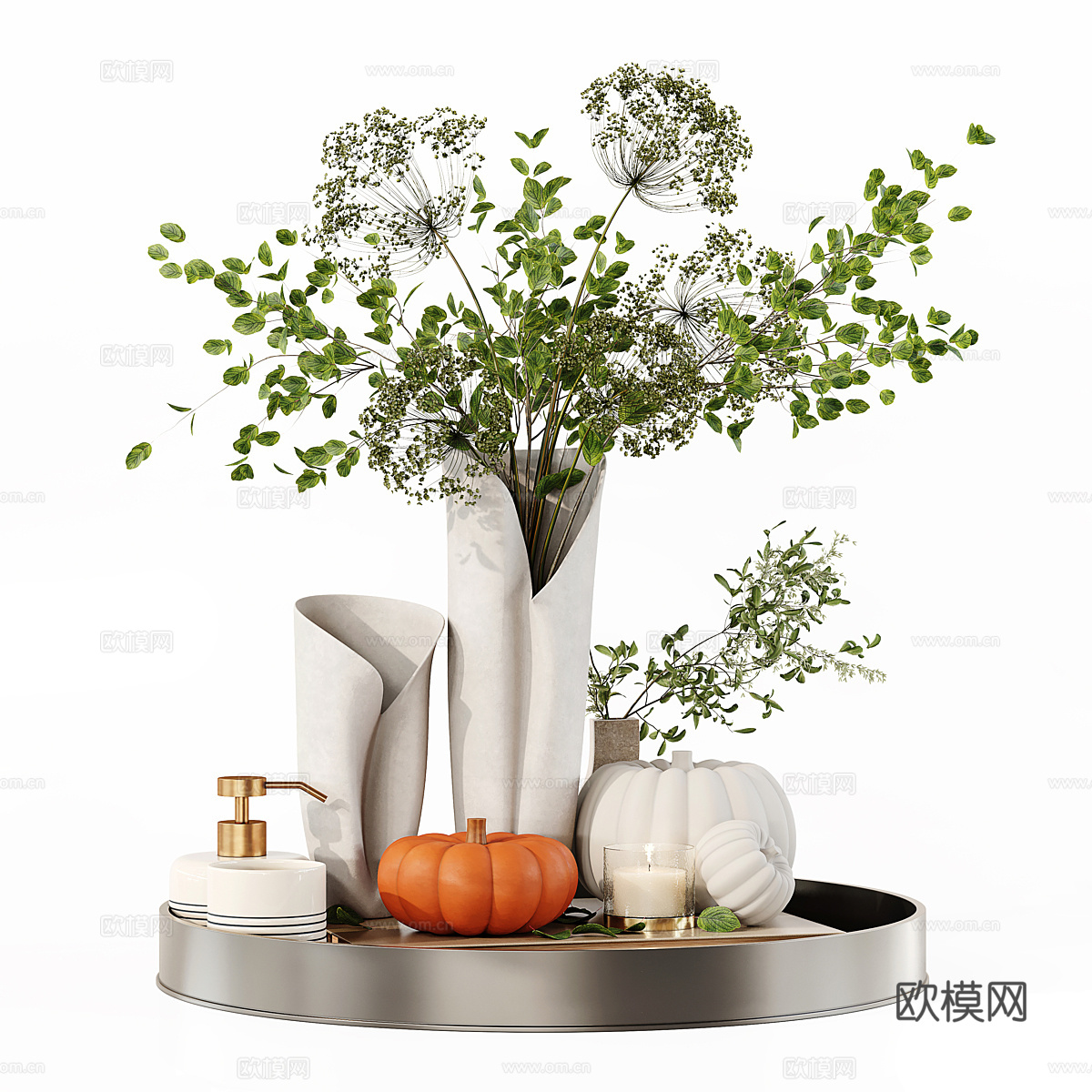 新中式花瓶花艺 饰品摆件3d模型