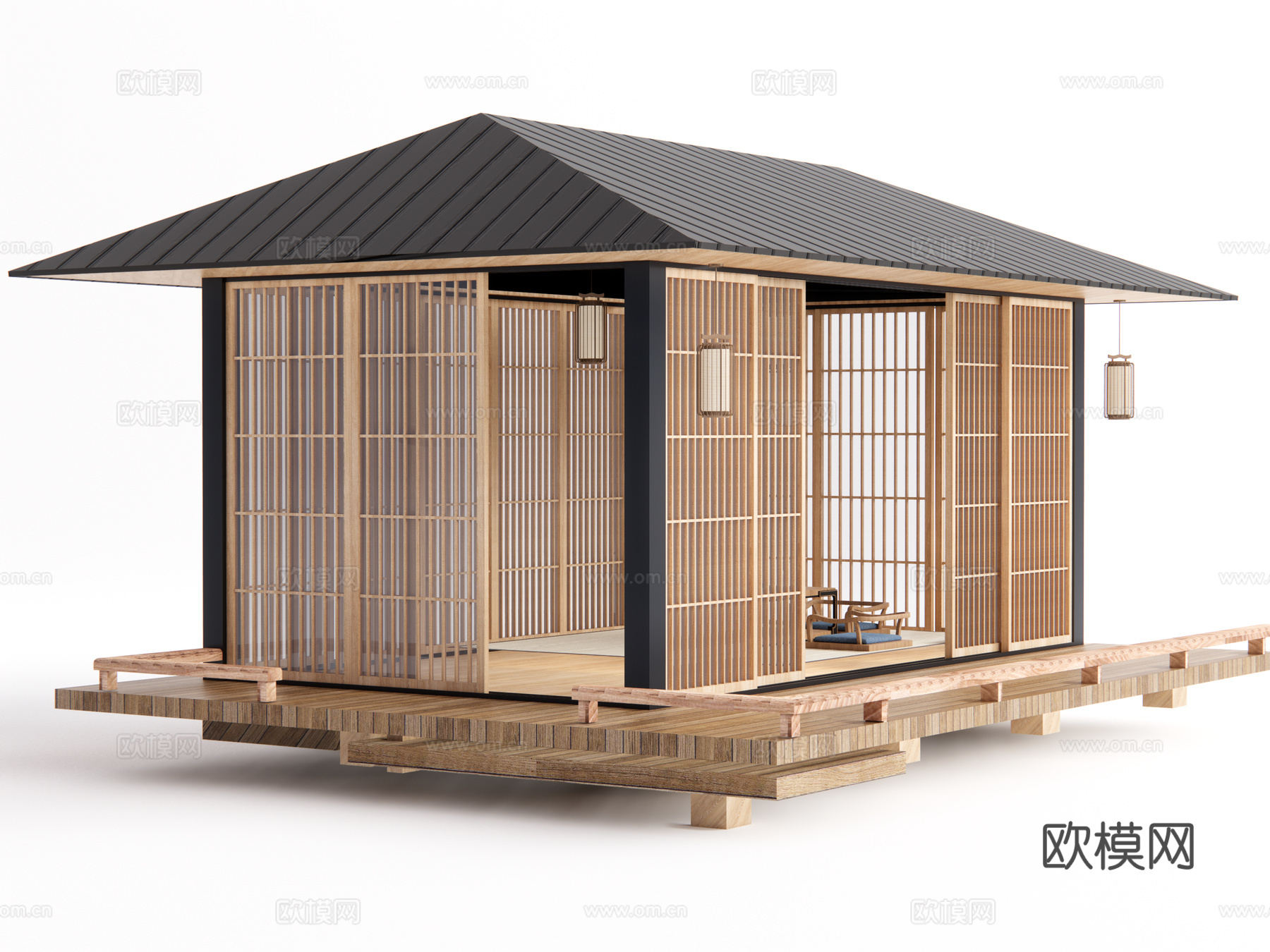 日式凉亭 茶室su模型
