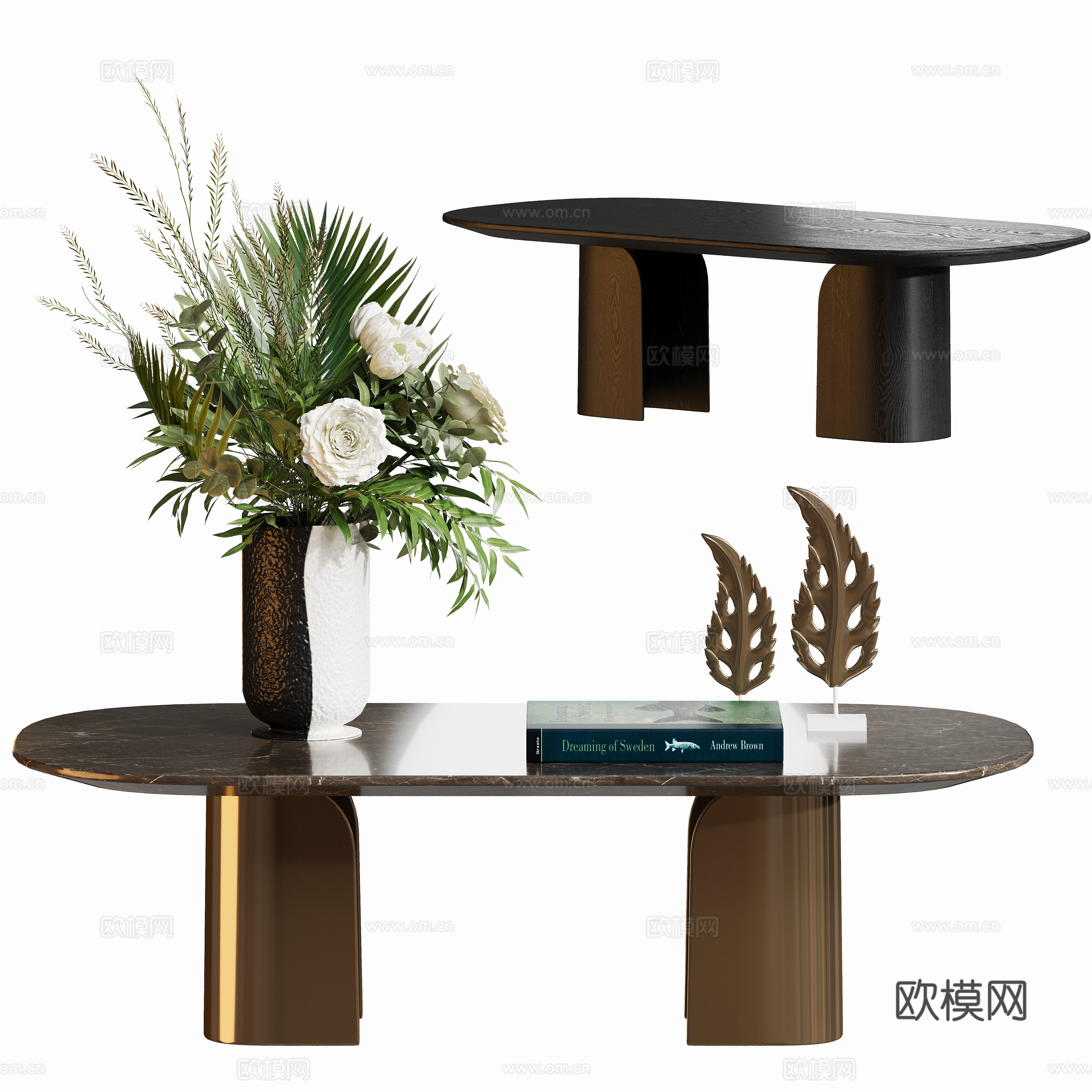 现代轻奢石材茶几su模型