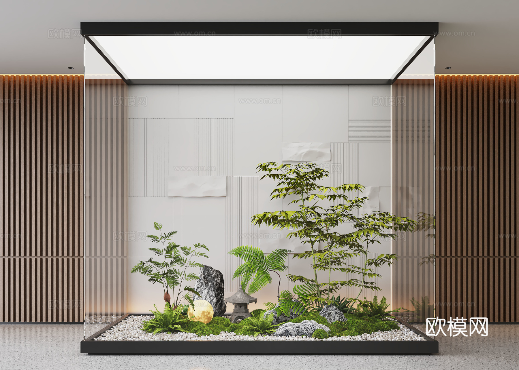 现代室内景观造景 苔藓景观 景观小品3d模型