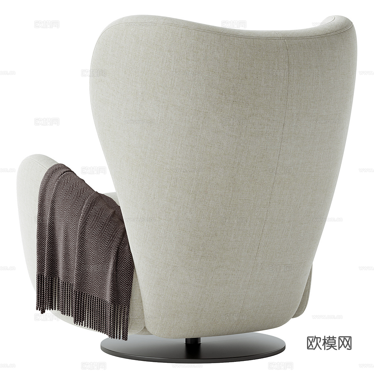 现代意式布艺扶手椅 高背椅3d模型