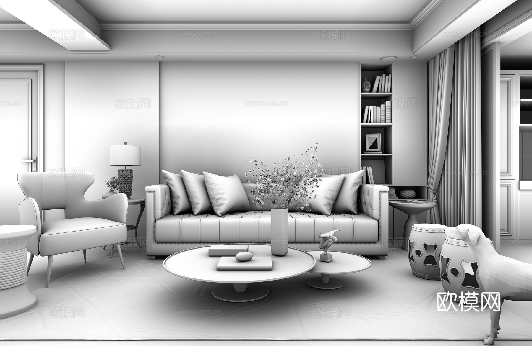 现代客厅沙发组合3d模型