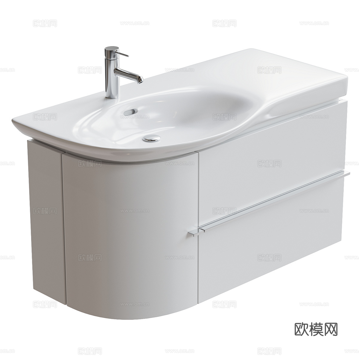 现代极简浴室柜 台盆柜3d模型