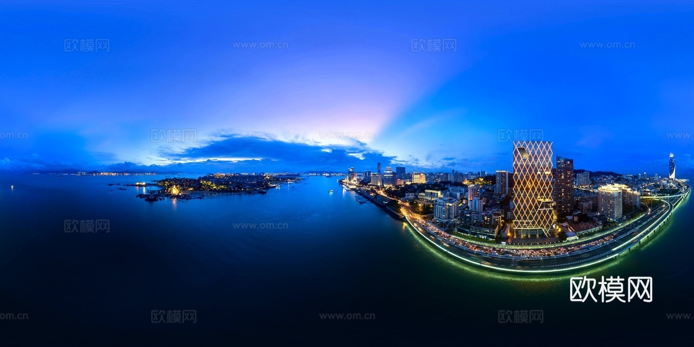 城市海滨鸟瞰图
