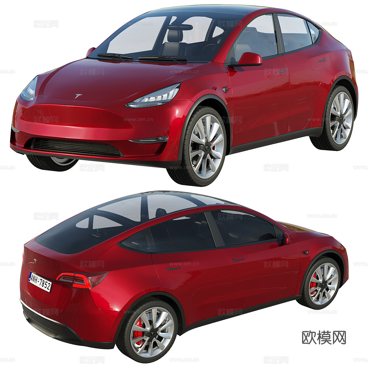 红色特斯拉 Model Y 20203d模型