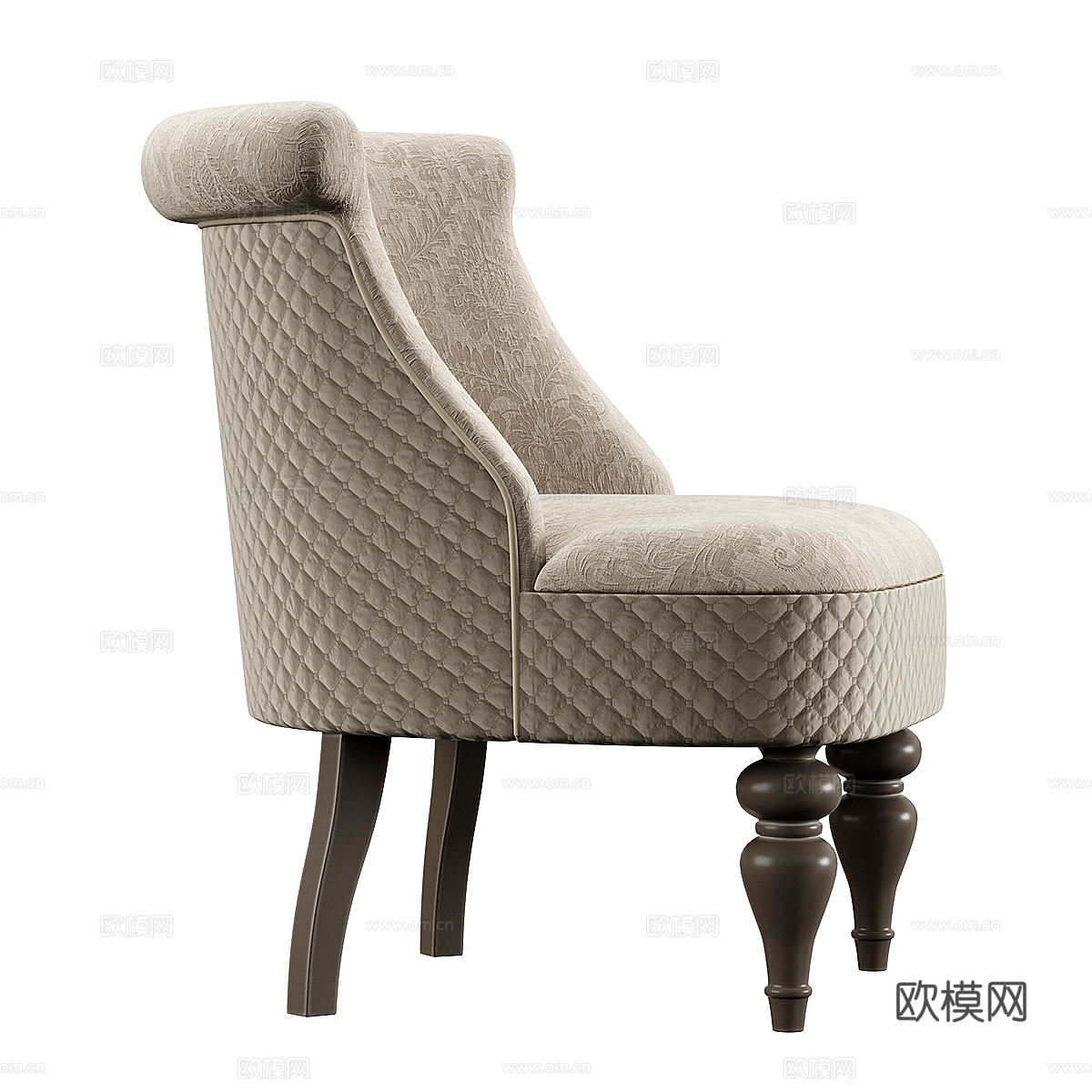 美式简约布艺扶手椅3d模型