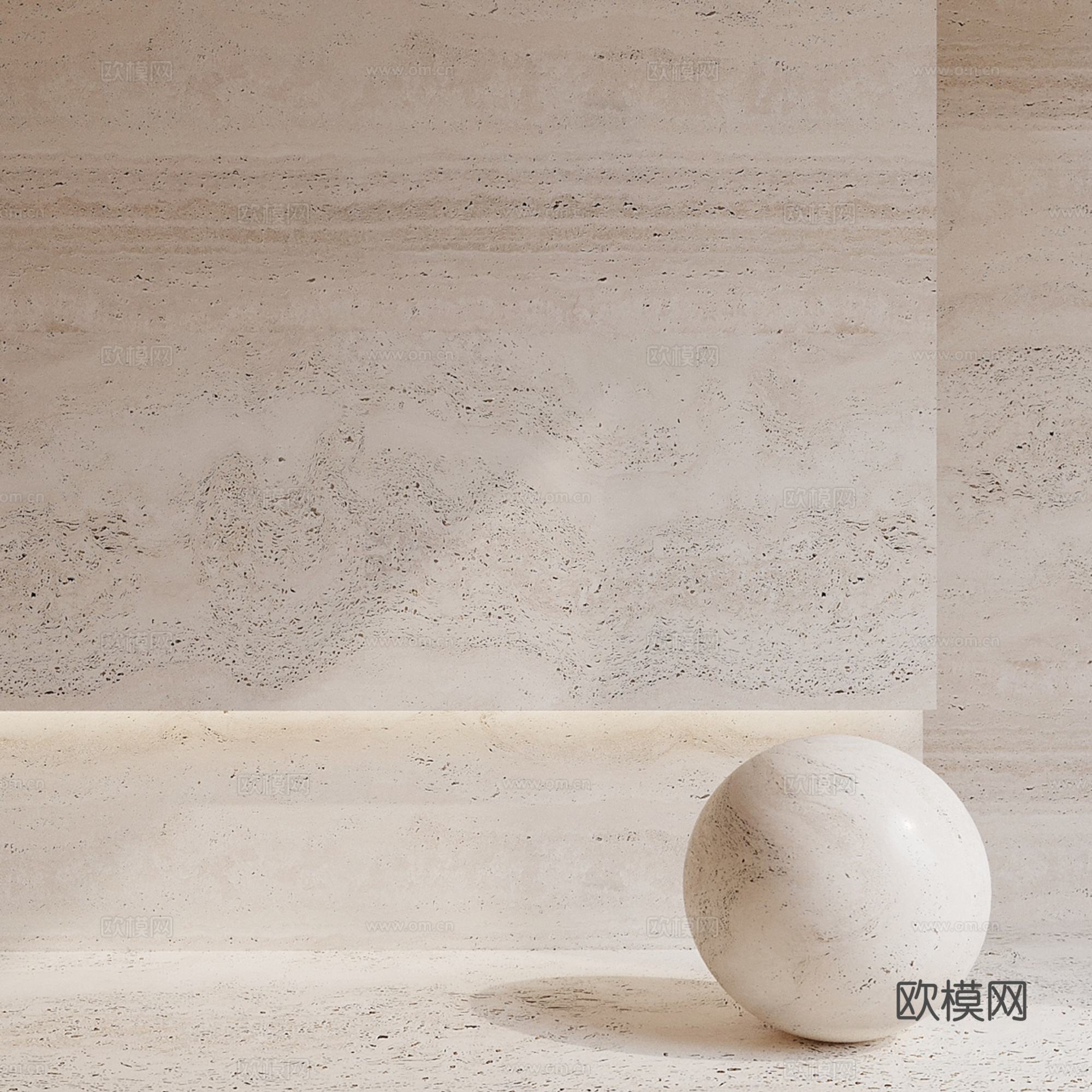 奶油风大理石石材 洞石su模型