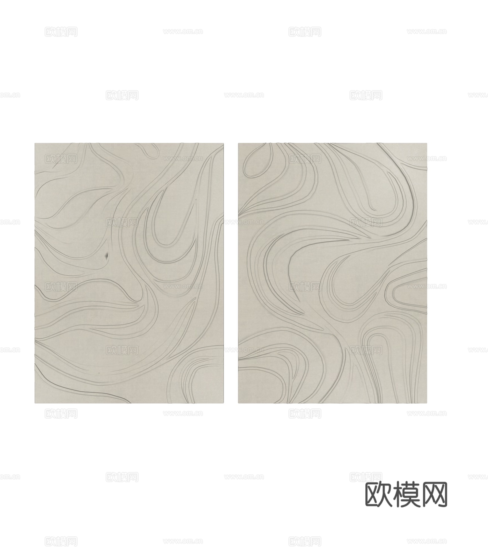 奶油风立体挂画su模型