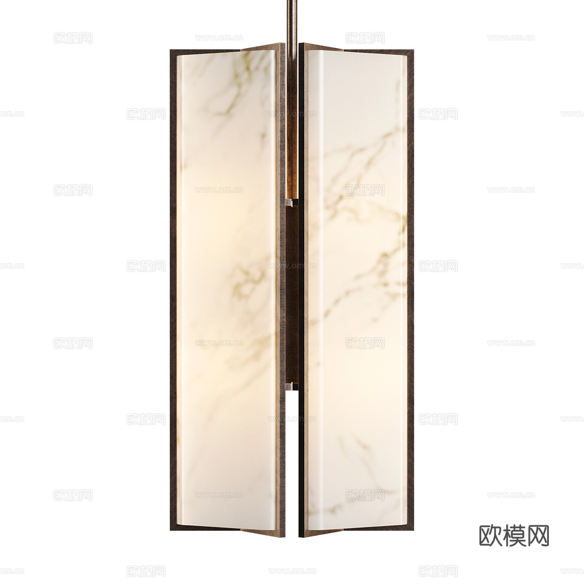 新中式轻奢石材吊灯3d模型