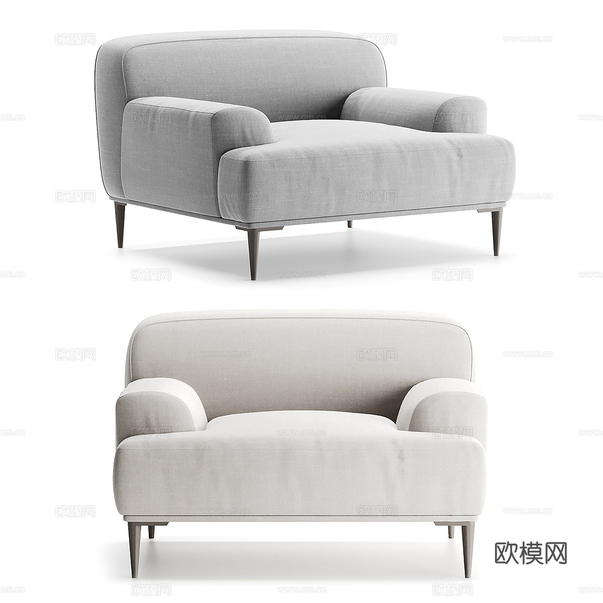 现代奶油风布艺沙发椅3d模型