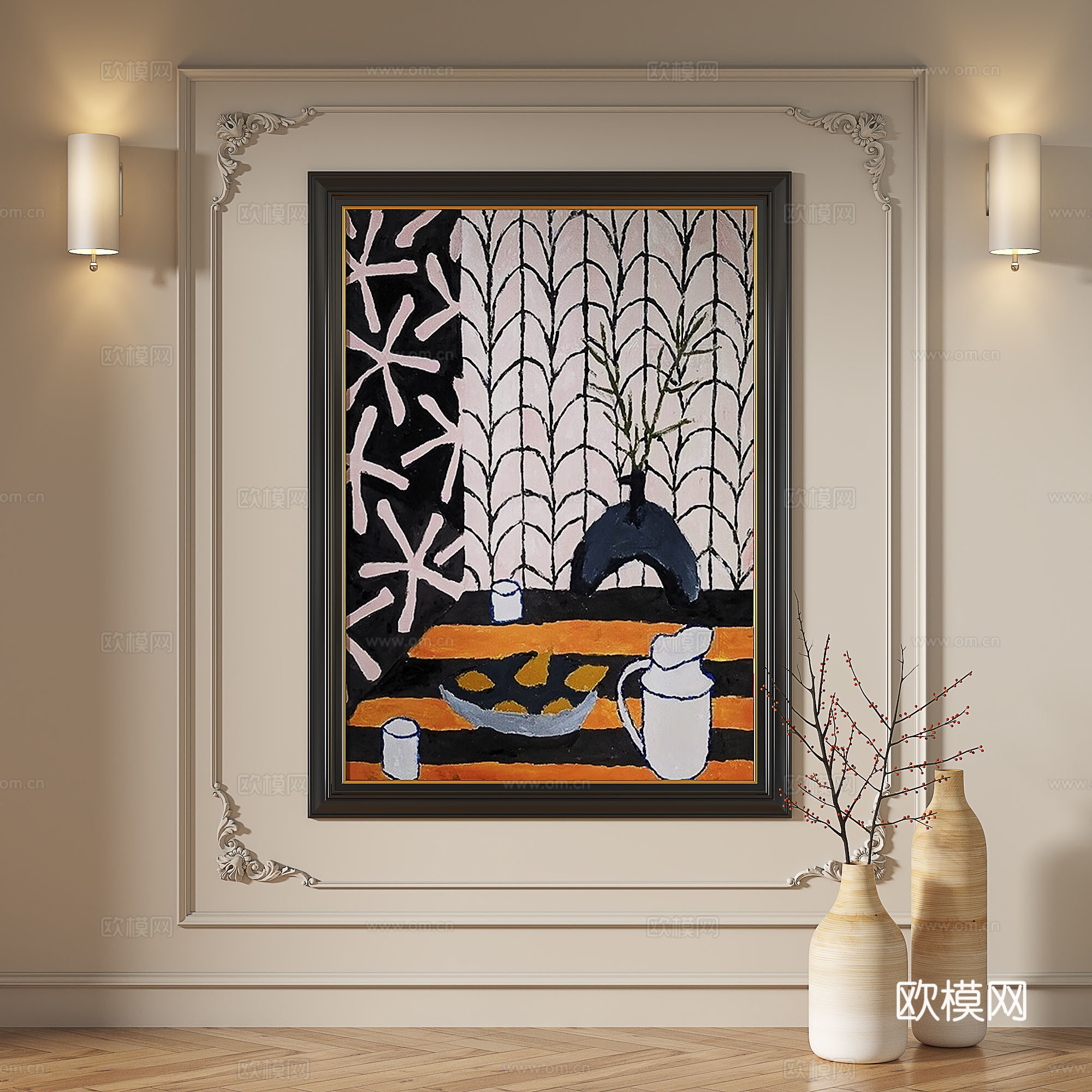 法式，现代，复古，中古，轻奢，欧式，古典，简约，抽象，装饰画3d模型