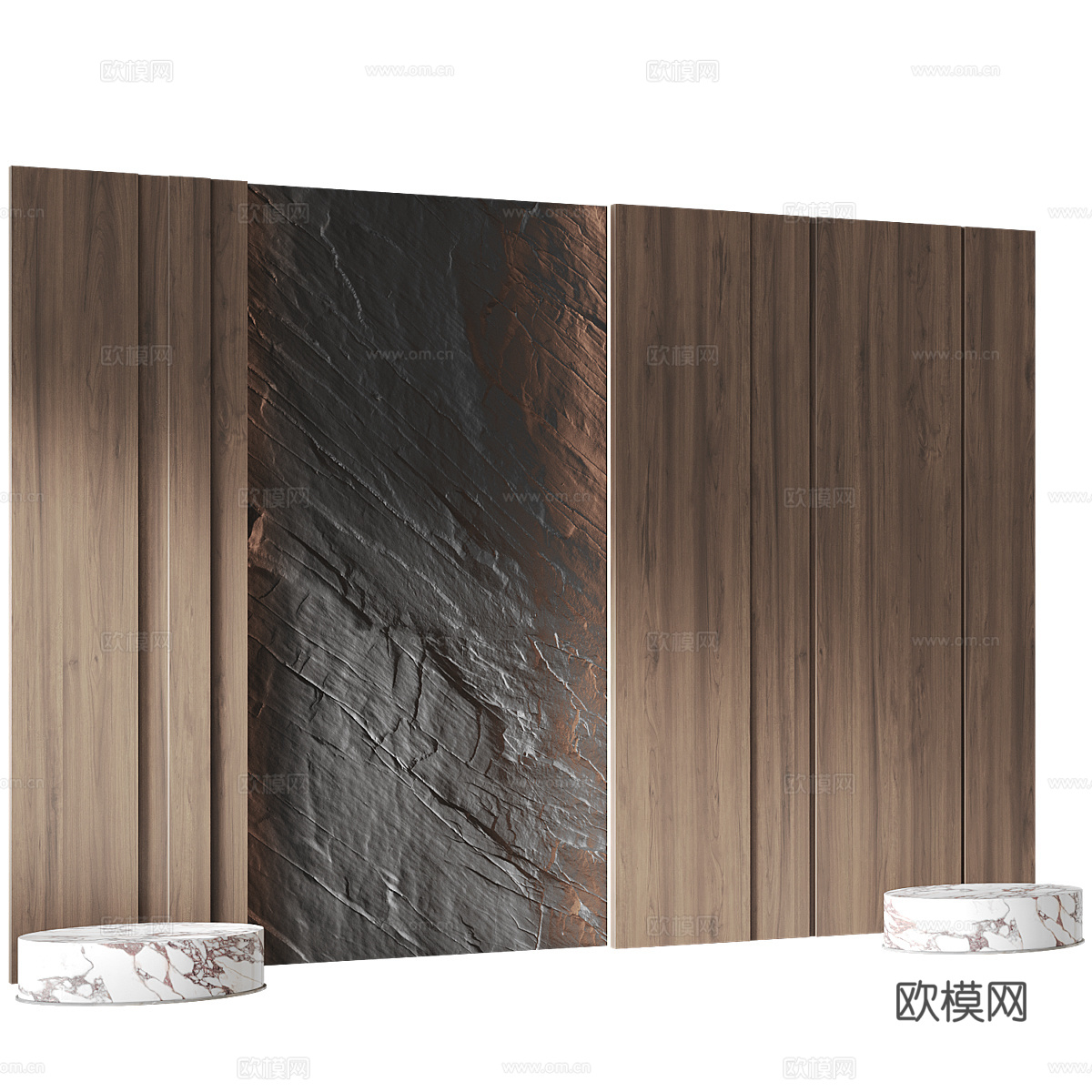 现代意式极简床头背景墙3d模型