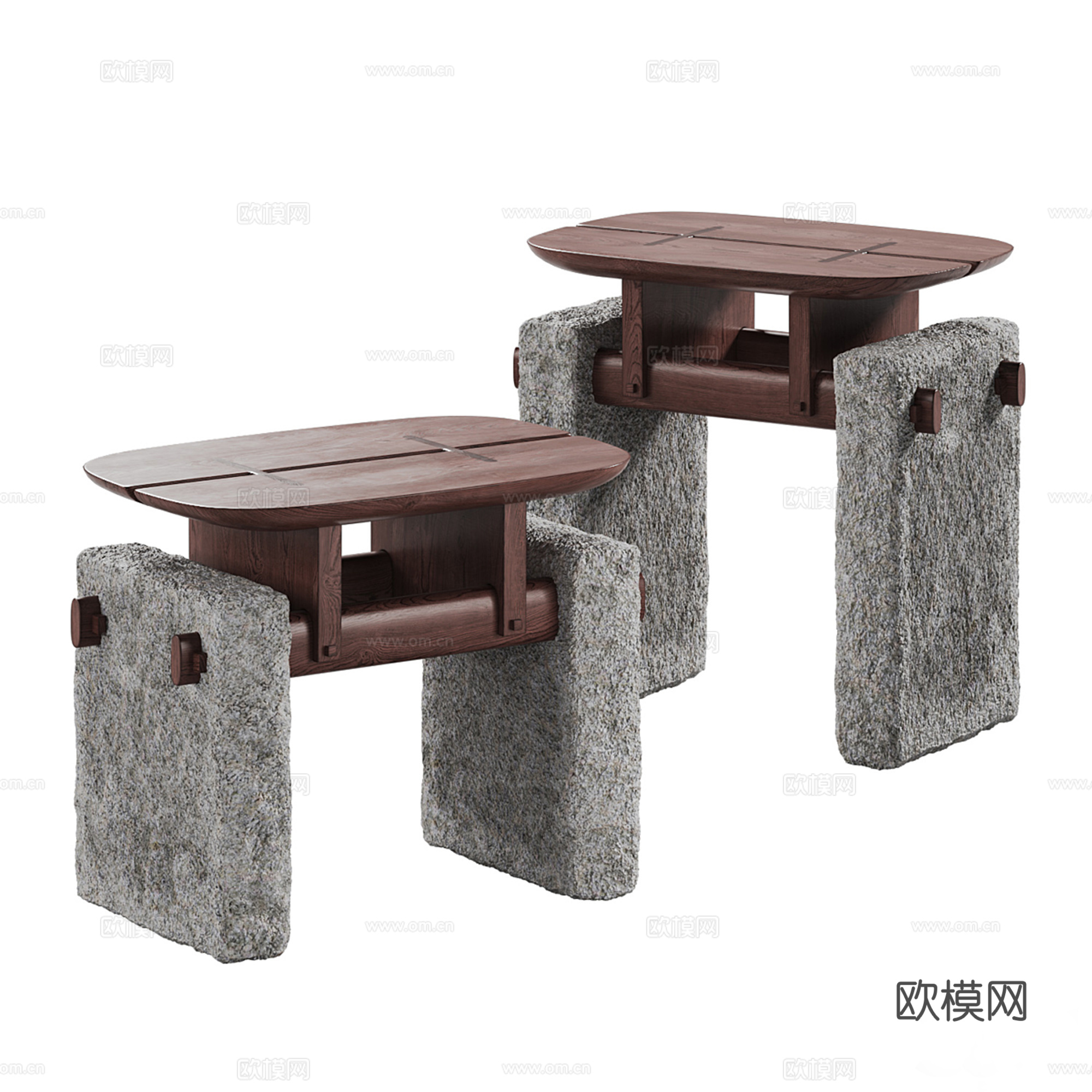 中古风沙发凳 矮凳 边几 角几su模型