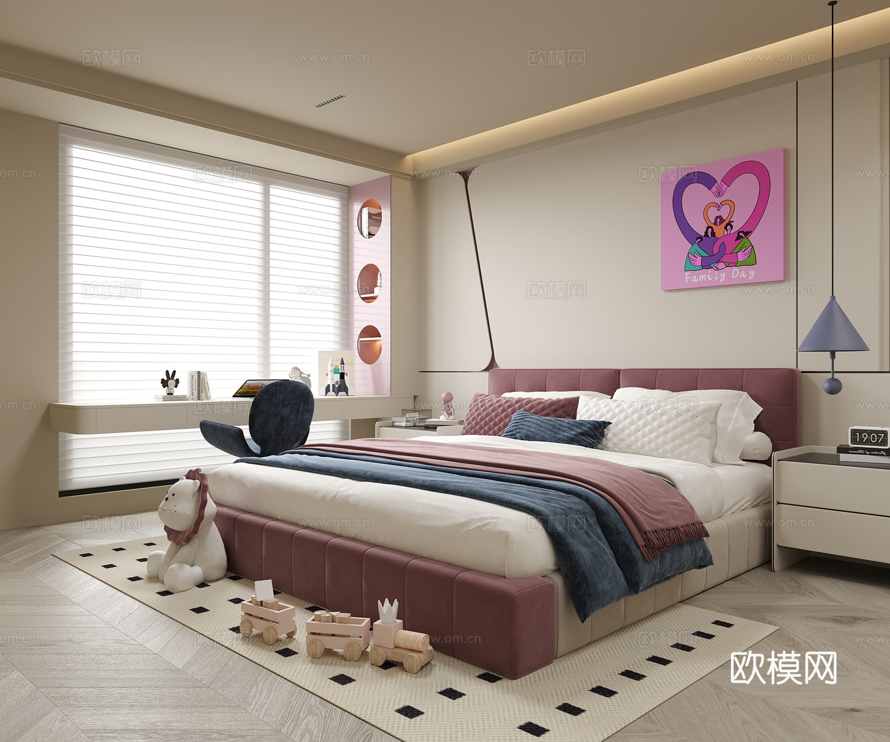 现代女孩房 儿童房su模型