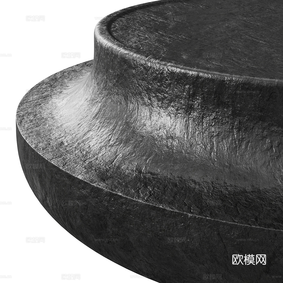 现代意式暗黑风熔岩石材茶几3d模型