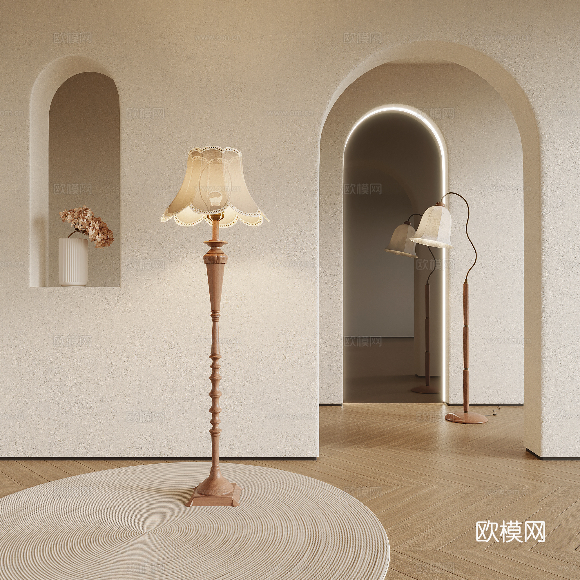 落地灯 中古风落地灯su模型