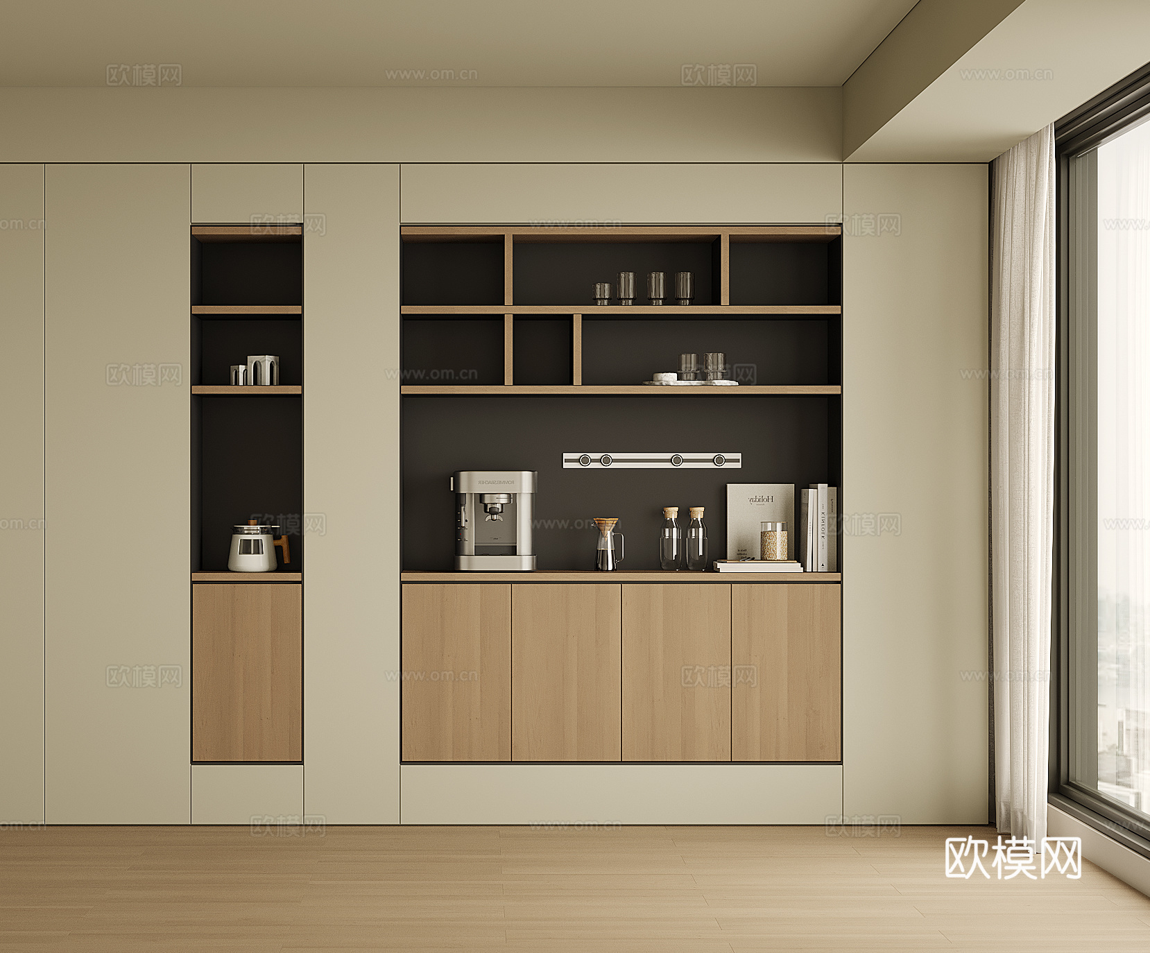 现代酒柜餐边柜su模型