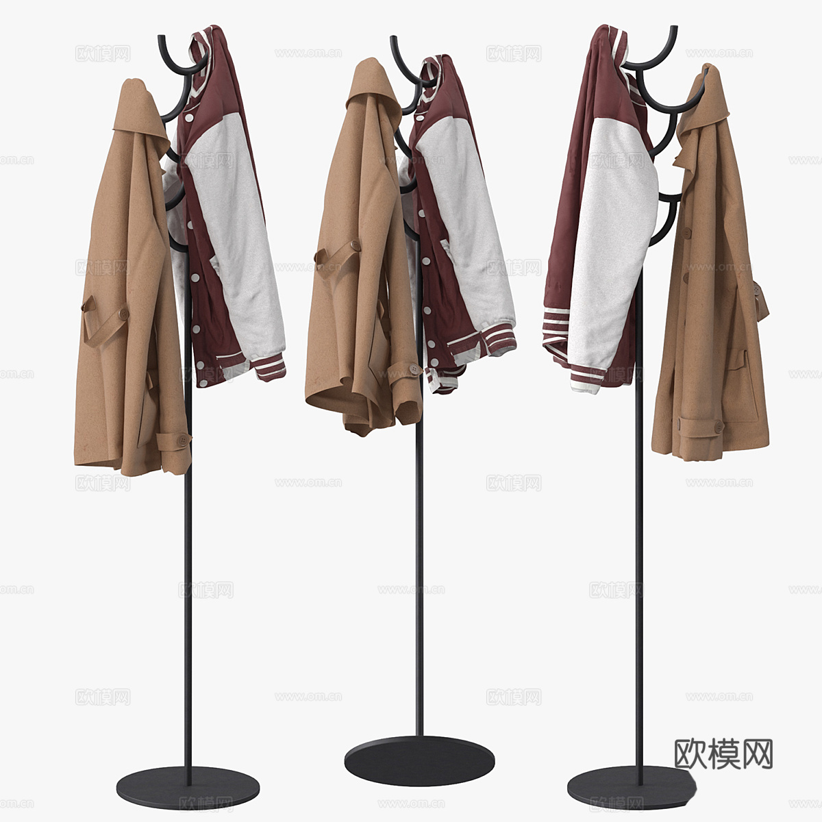 现代金属衣帽架3d模型