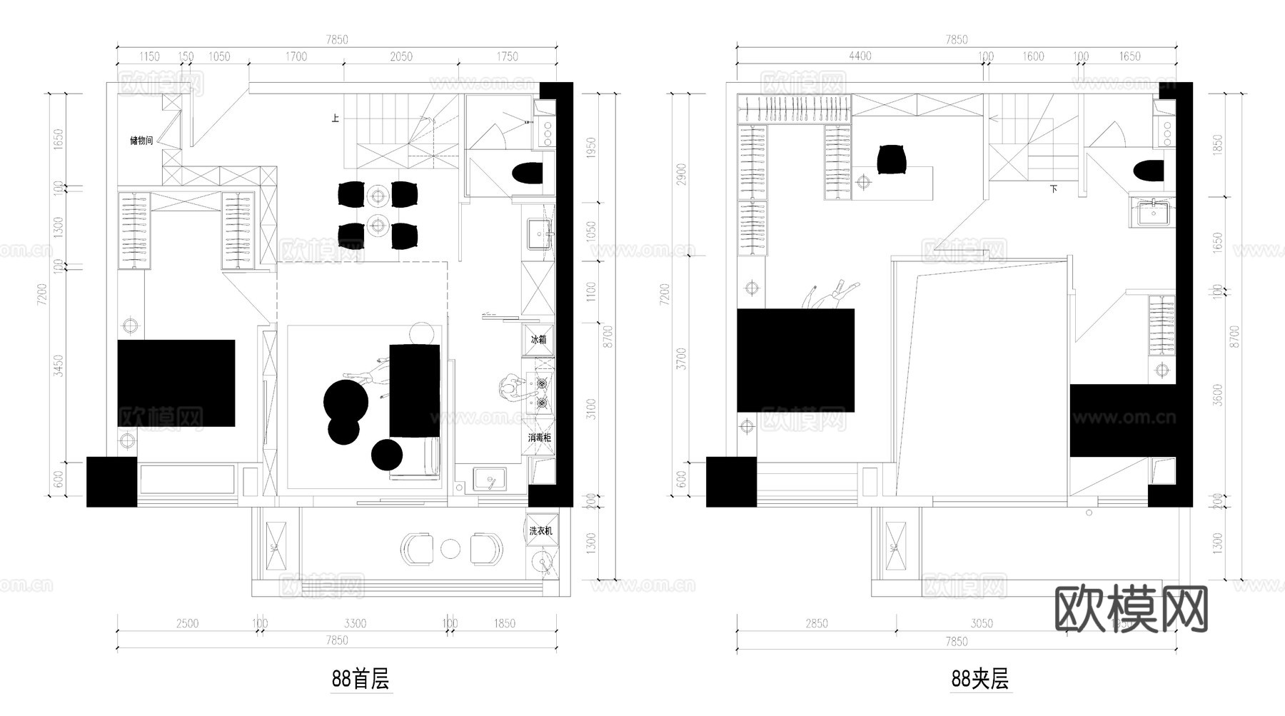 公寓 小户型 单身公寓 酒店公寓 公寓户型图 样板间cad施工图