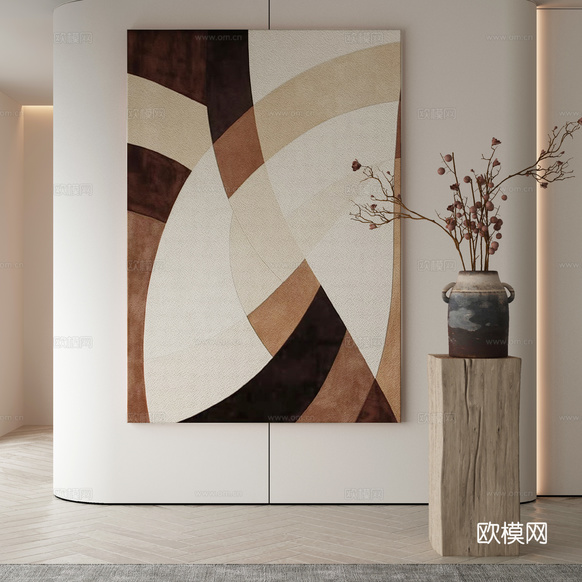 现代侘寂挂画 油画3d模型下载