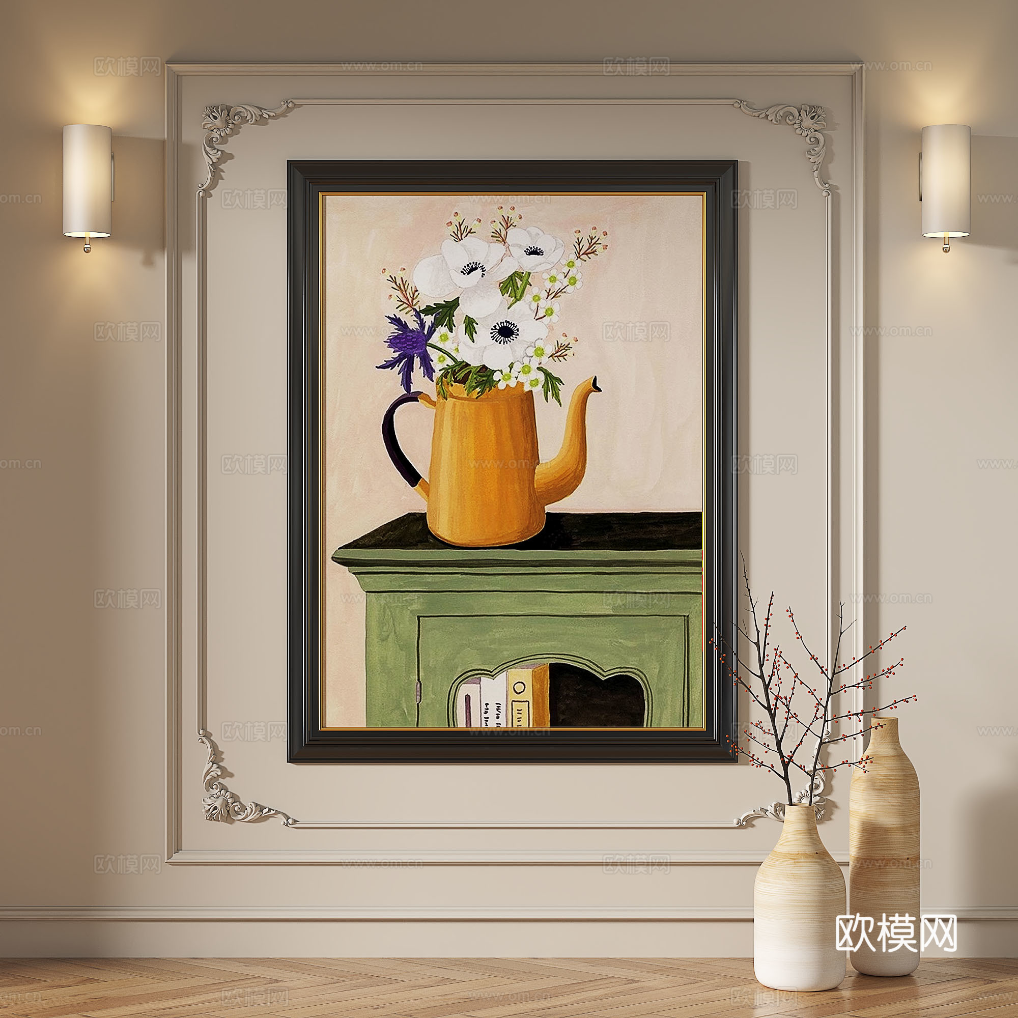 法式，现代，复古，中古，轻奢，欧式，古典，简约，抽象，装饰画3d模型