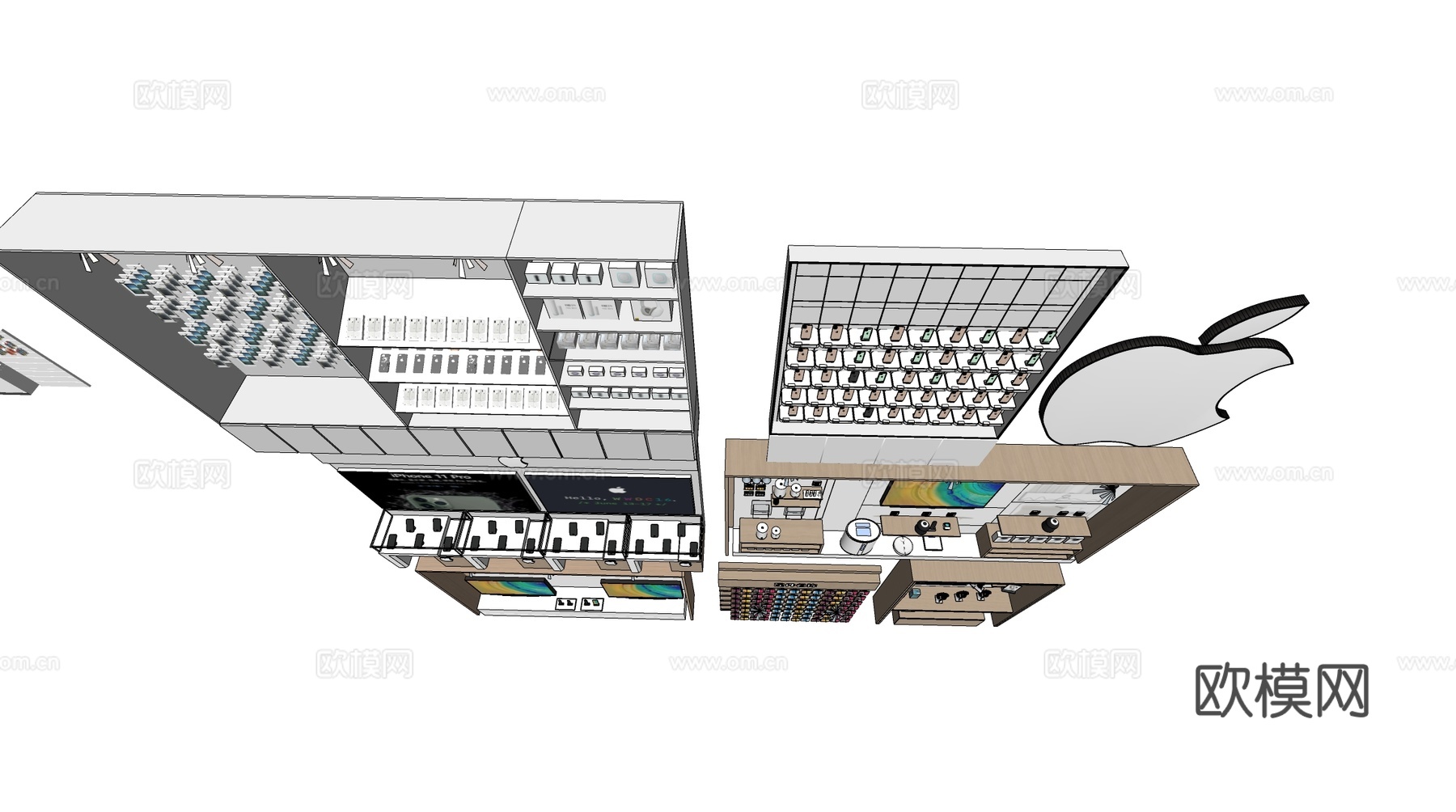 展架 数码展示桌展架 电子产品展示柜 家具展示柜 手机专卖店su模型