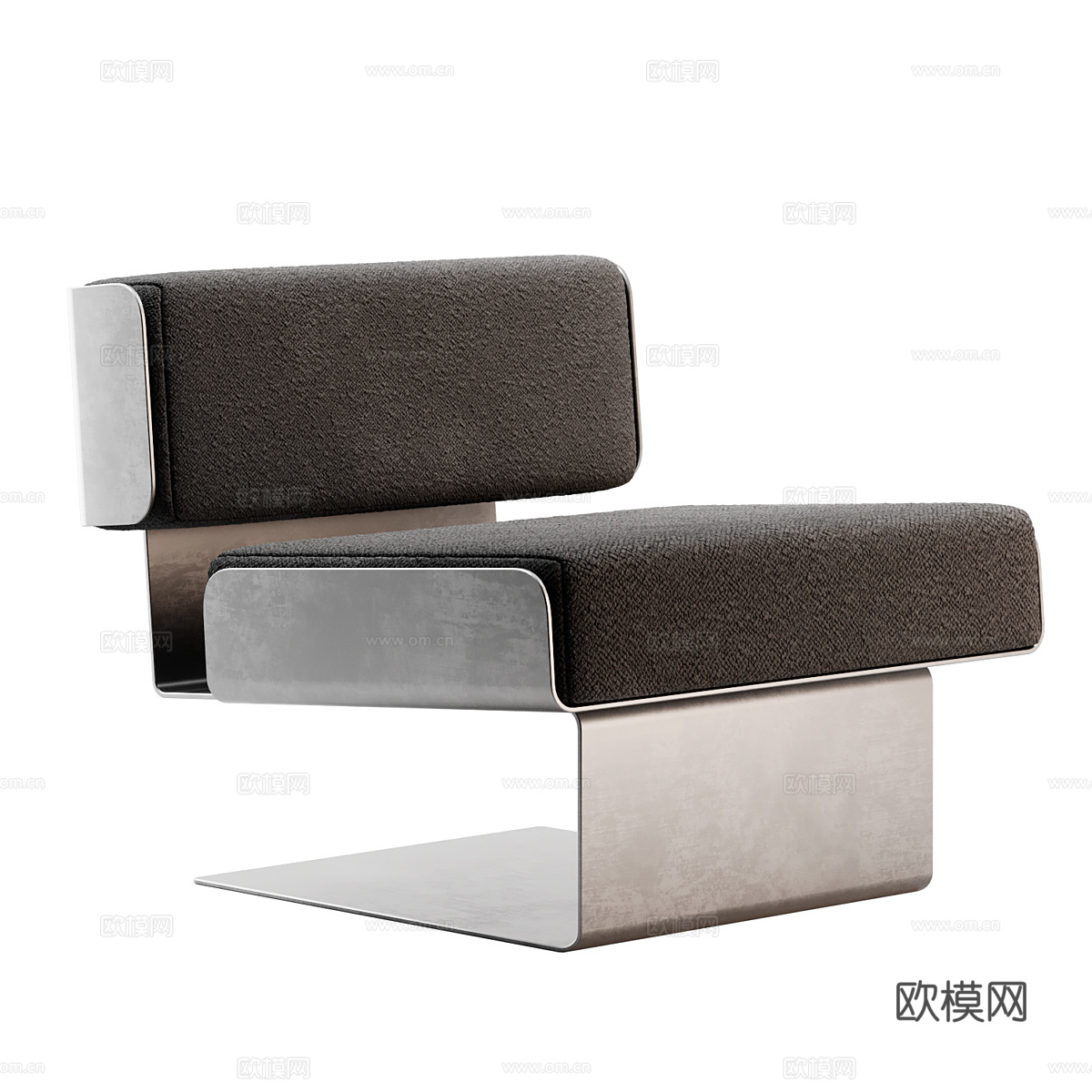现代意式极简金属布艺沙发椅3d模型