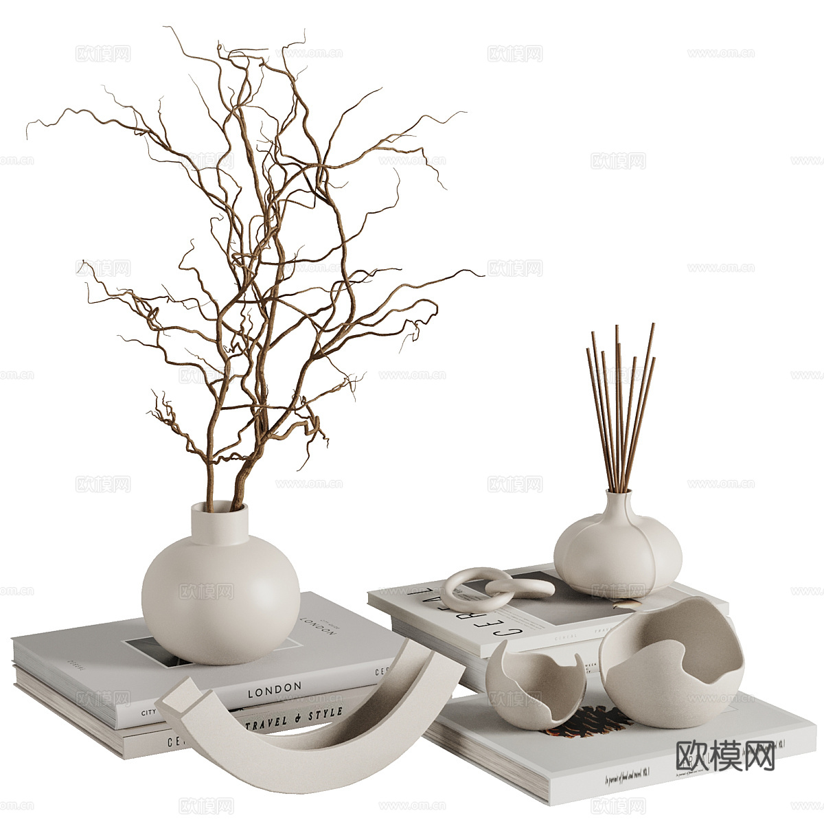 新中式饰品摆件组合3d模型
