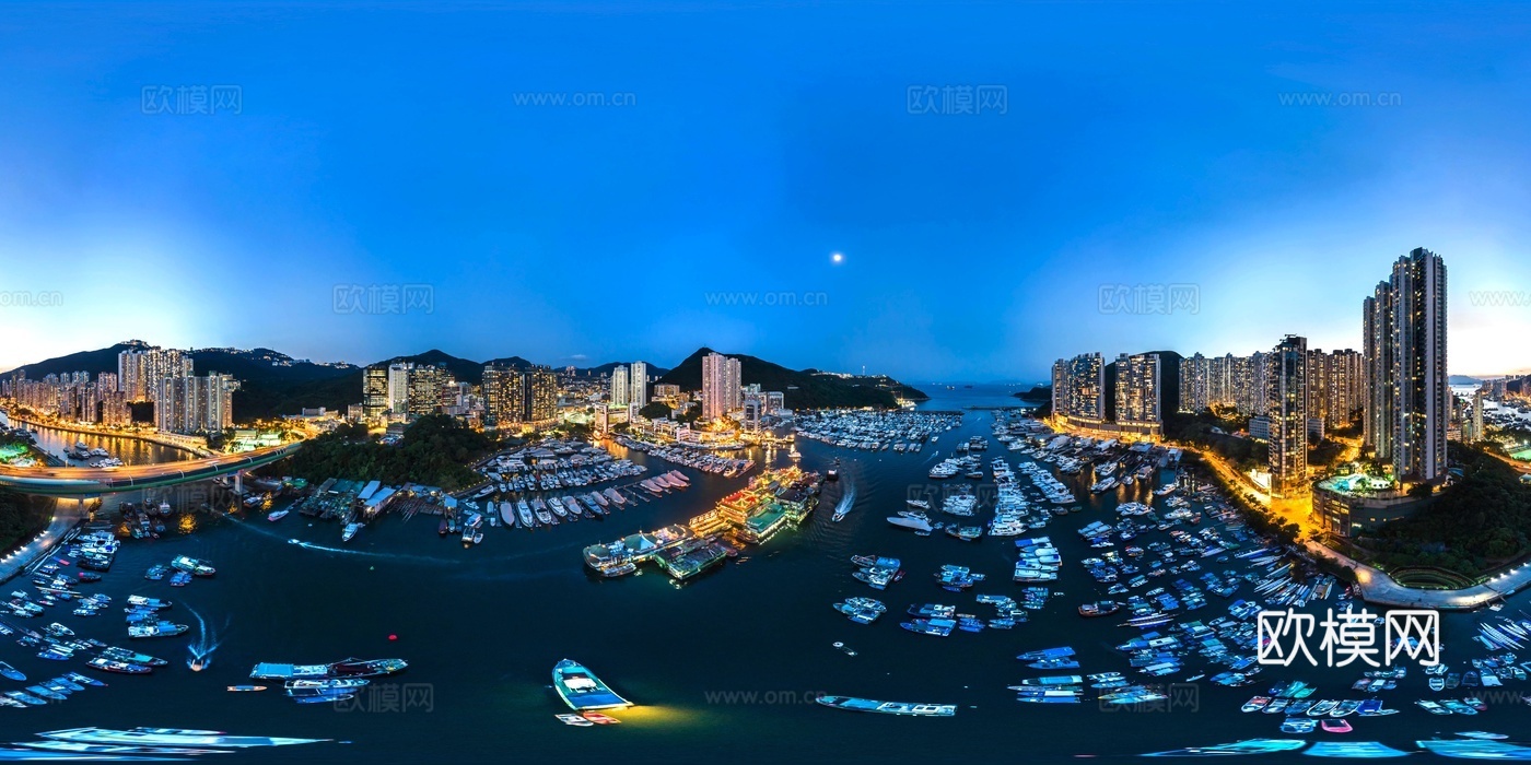 高清城市夜景城市黄昏鸟瞰HDR图