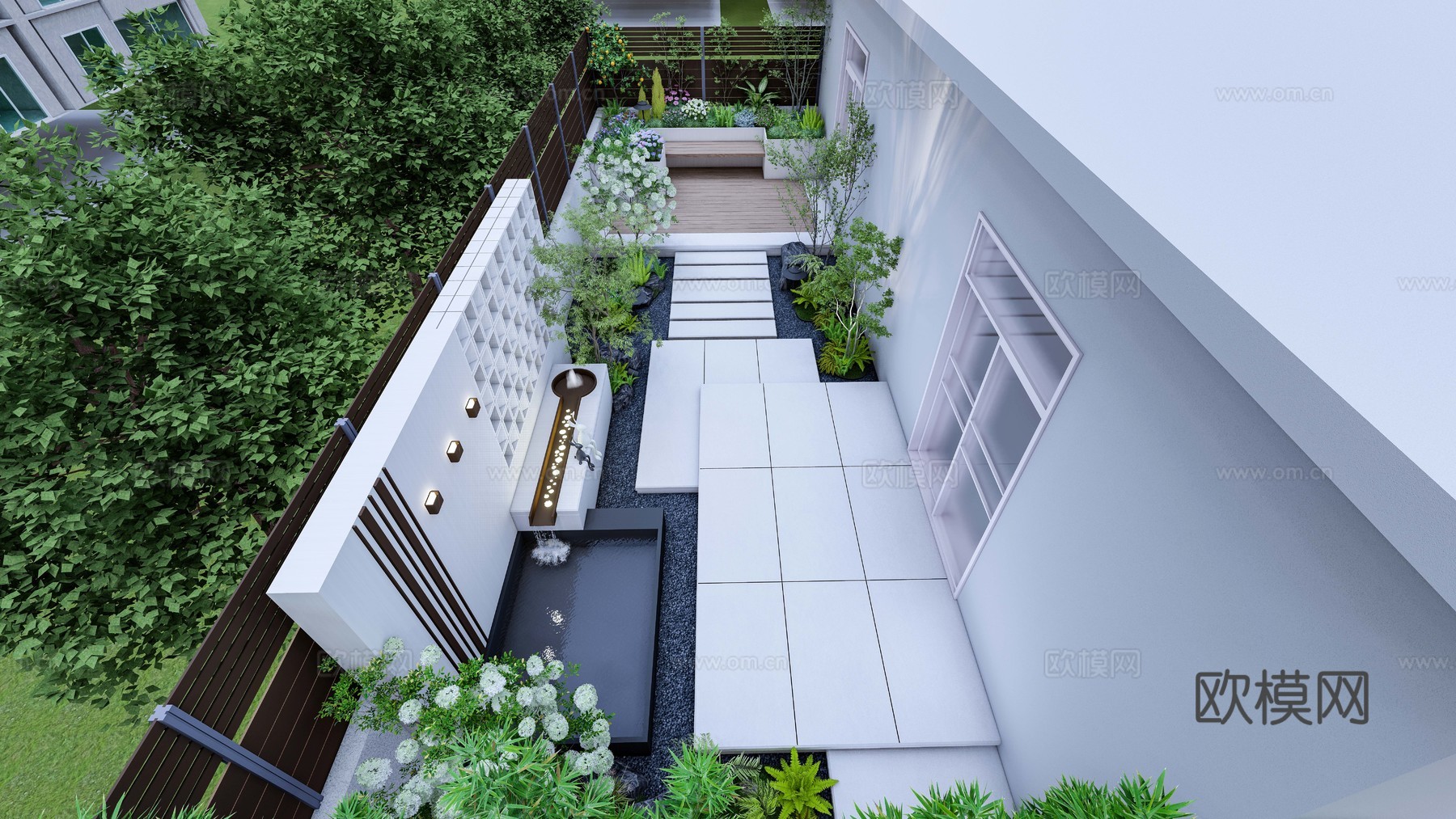 现代轻奢屋顶花园景观设计su模型