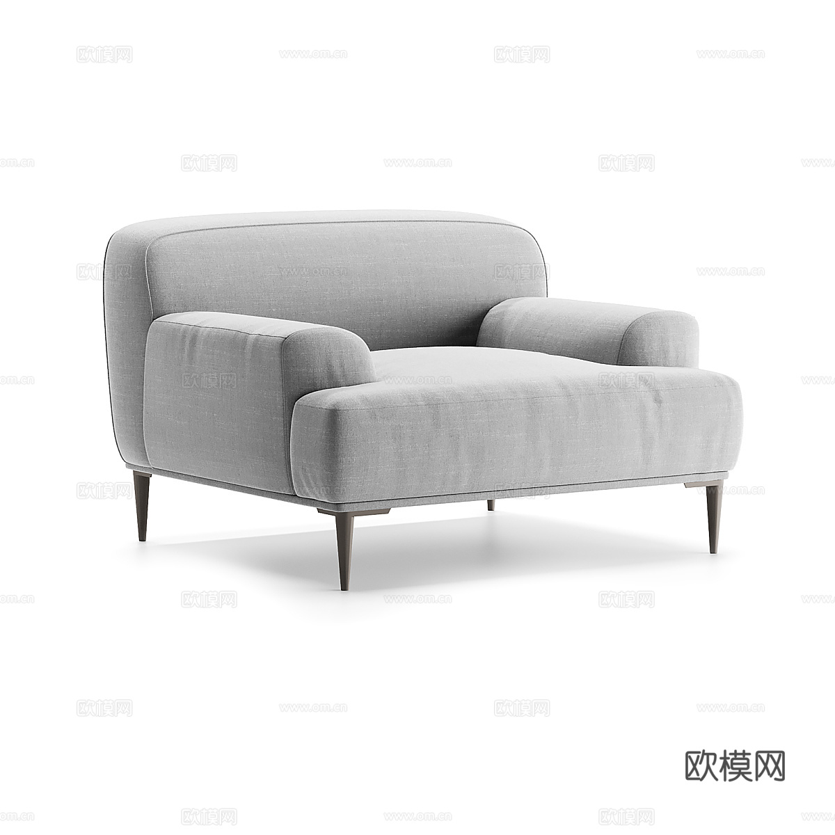 现代奶油风布艺沙发椅3d模型
