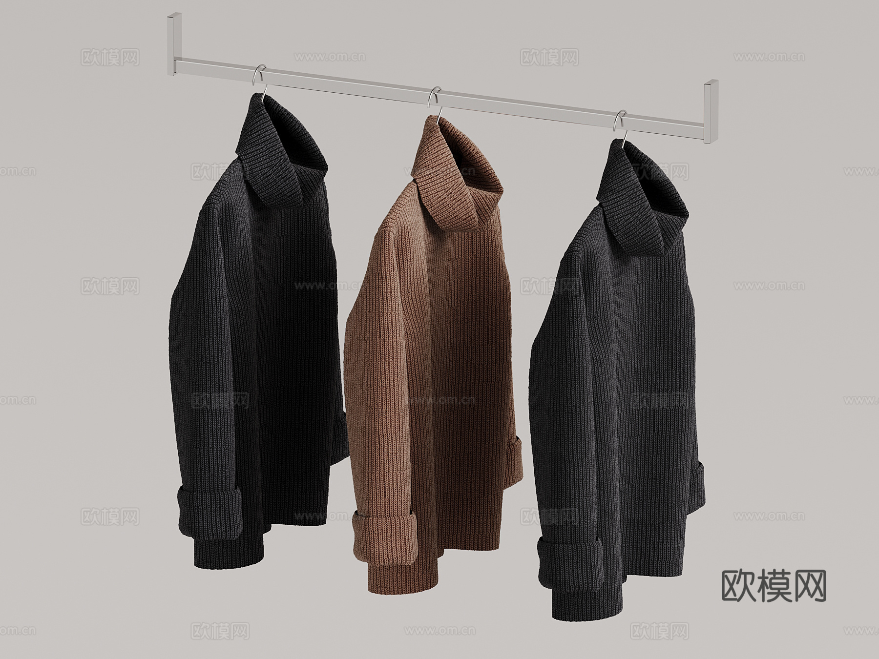 现代服装 高领毛衣3d模型