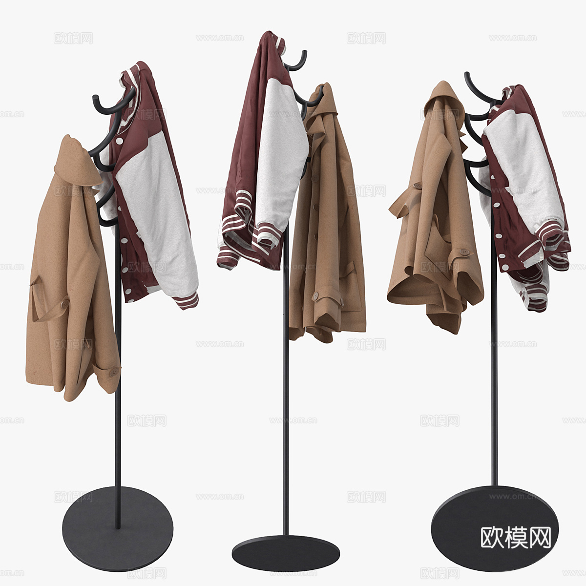 现代金属衣帽架3d模型