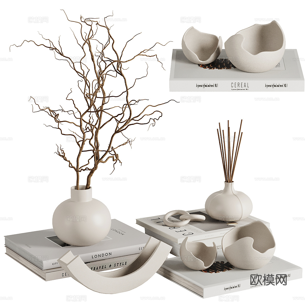 新中式饰品摆件组合3d模型