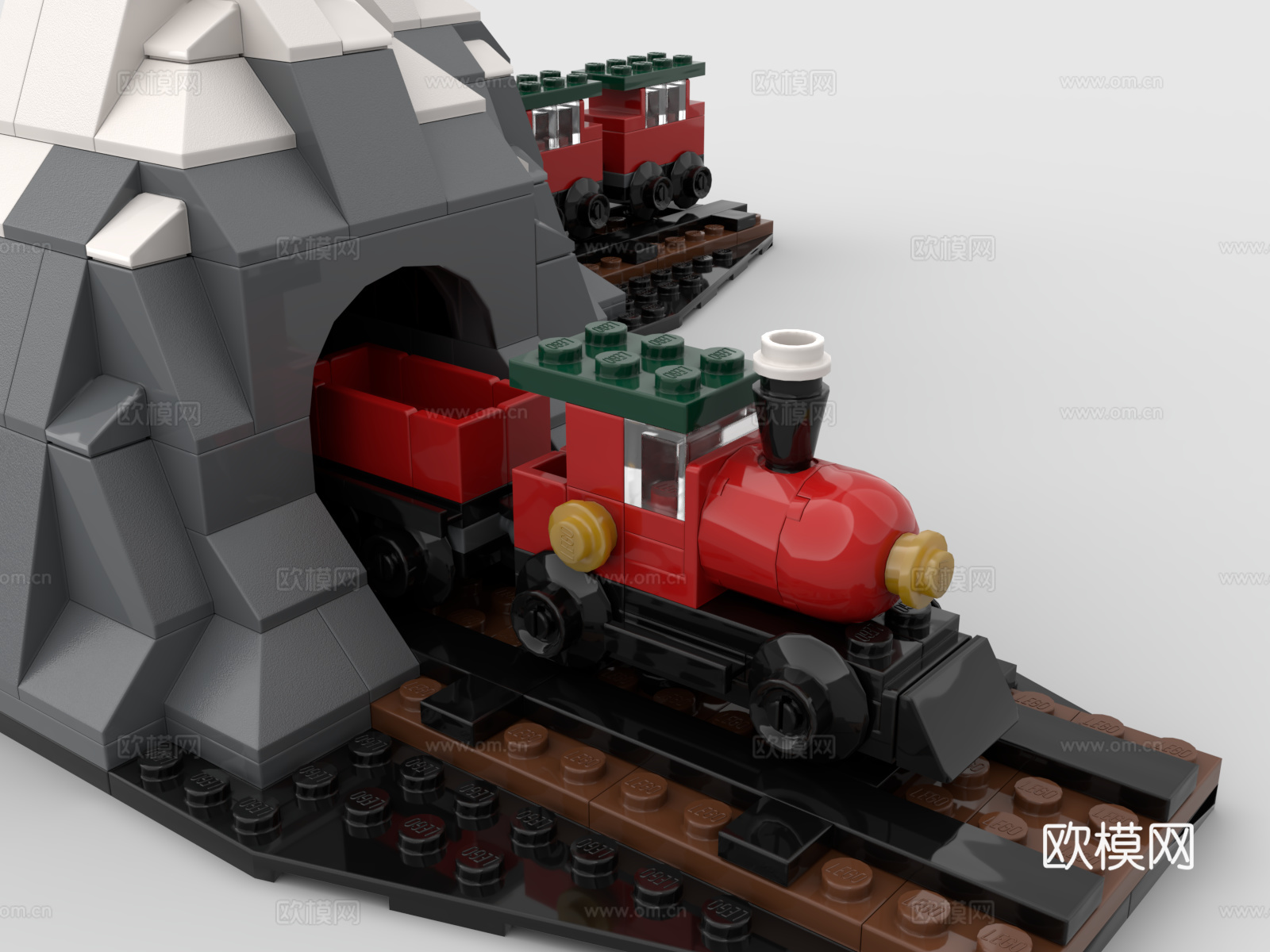 乐高 LEGO 玩具 积木 过山隧道 火车3d模型
