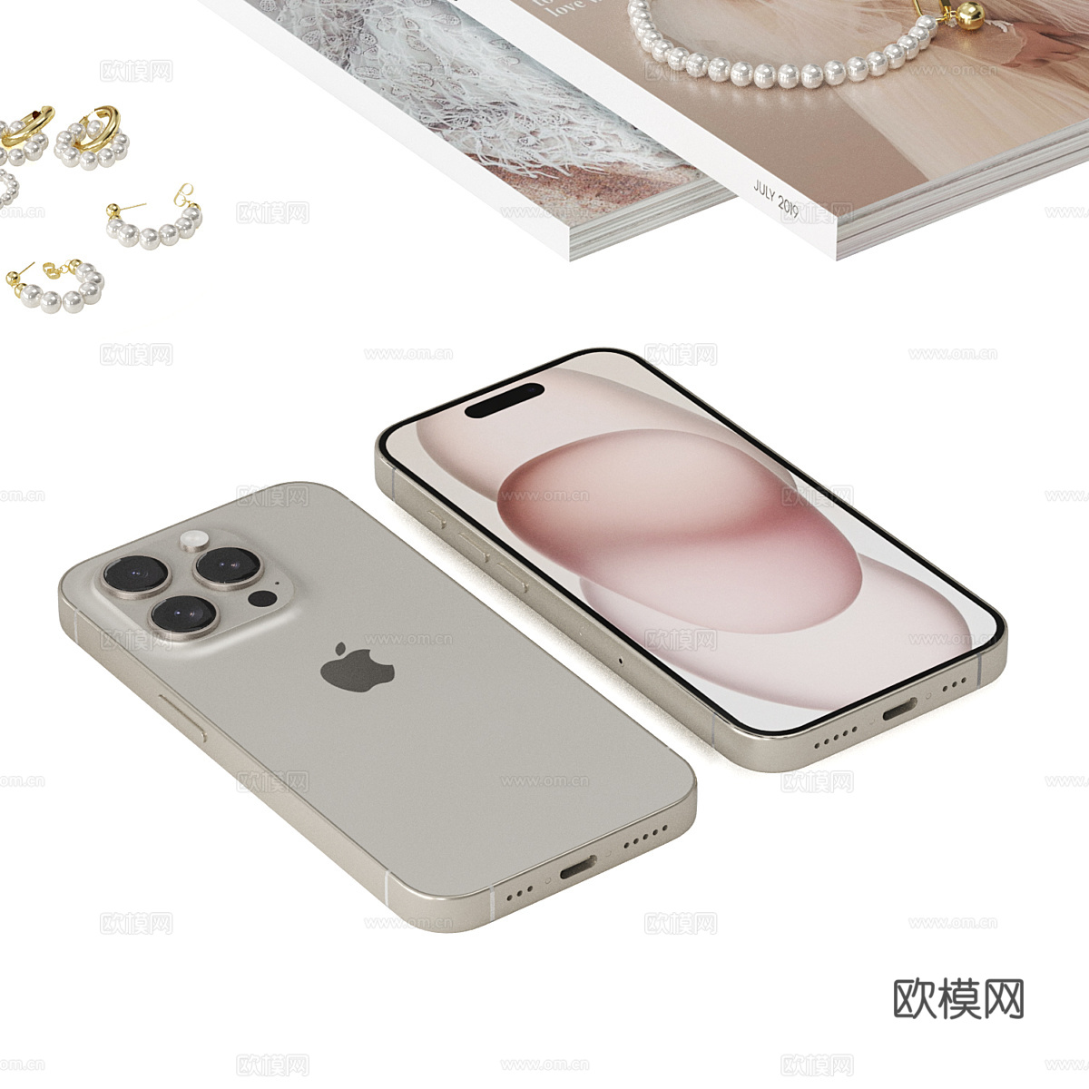 现代奶油风饰品摆件组合3d模型