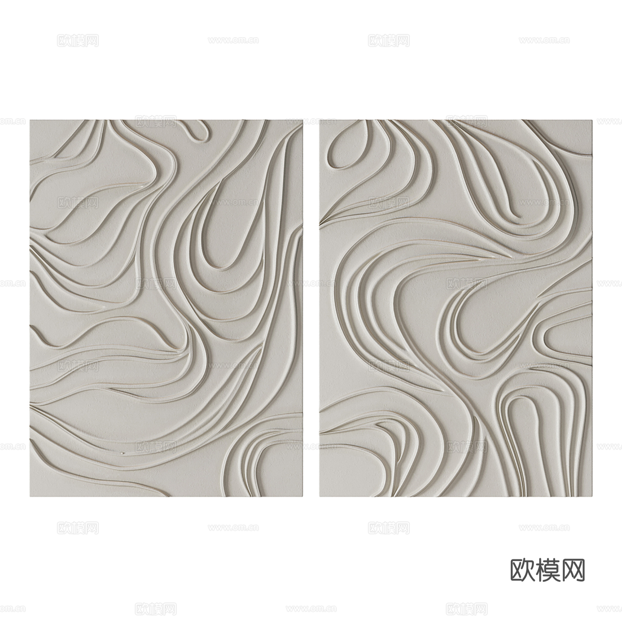 奶油风立体挂画su模型