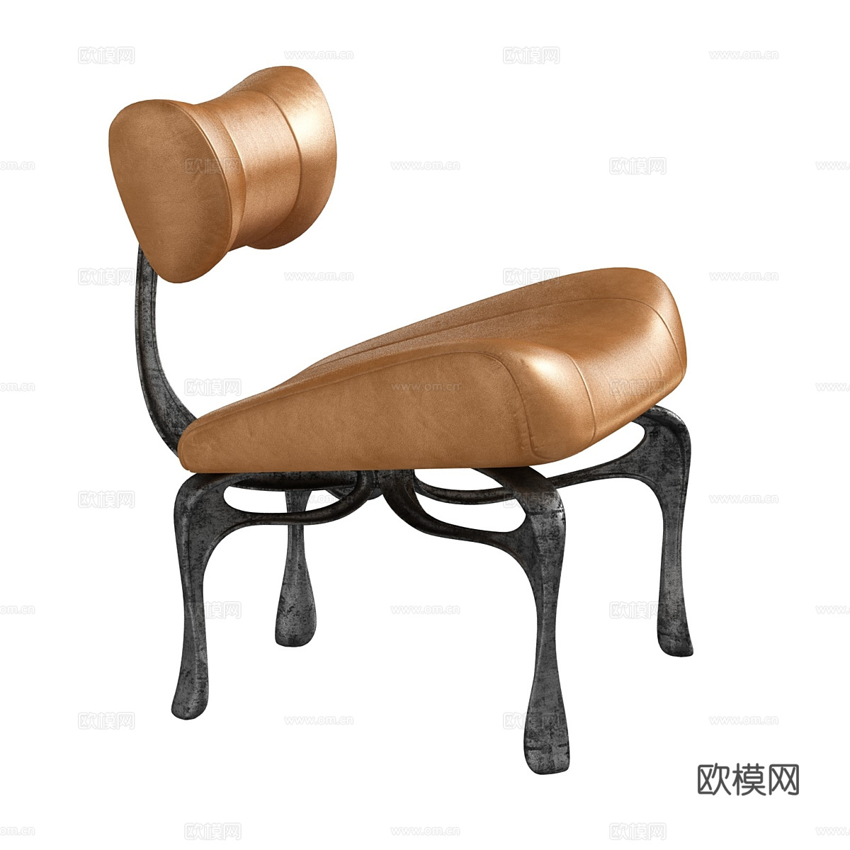 现代意式轻奢皮革躺椅3d模型