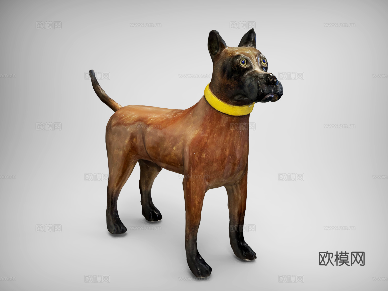 狗  雕塑狗  狗狗雕塑  戴项圈的狗3d模型