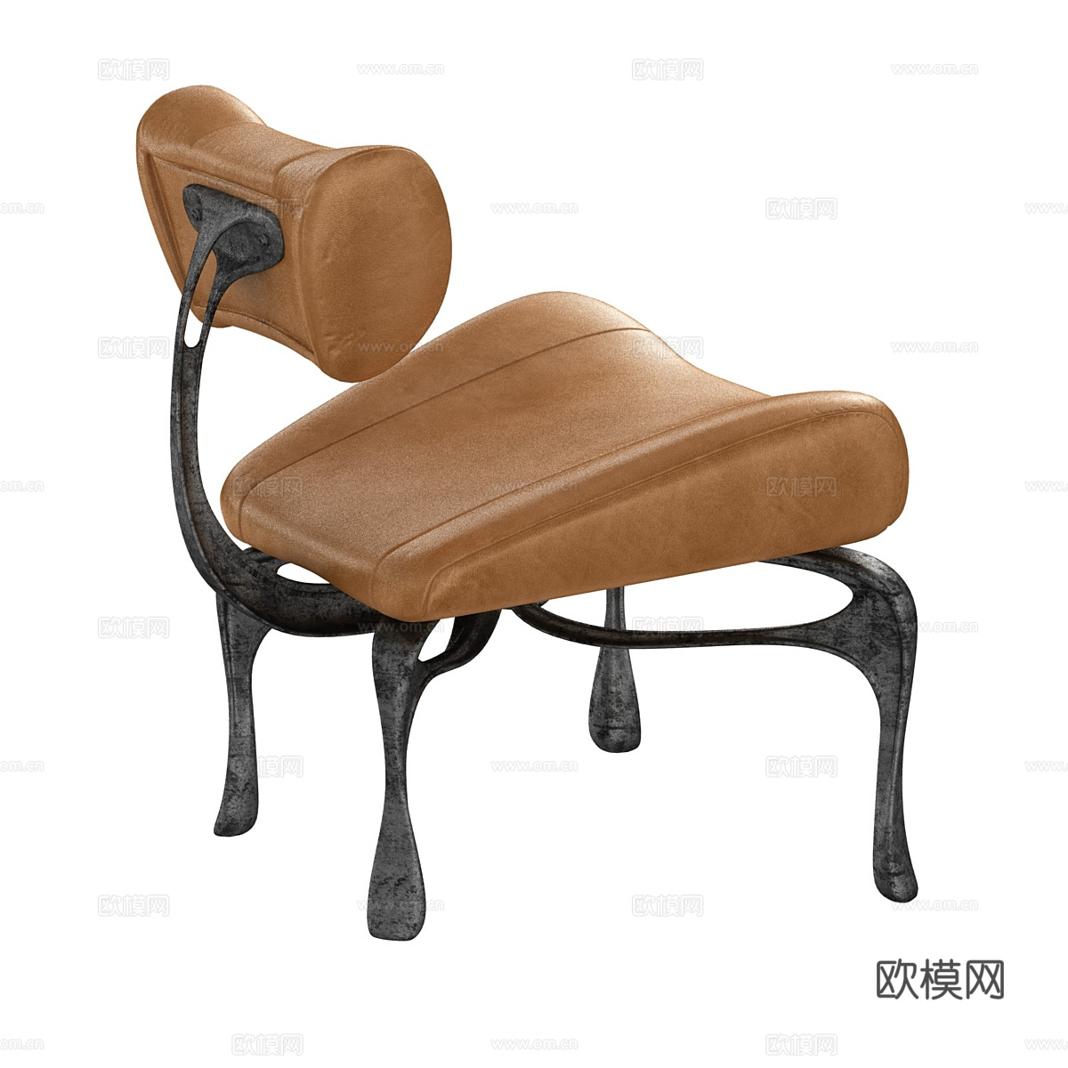 现代意式轻奢皮革躺椅3d模型