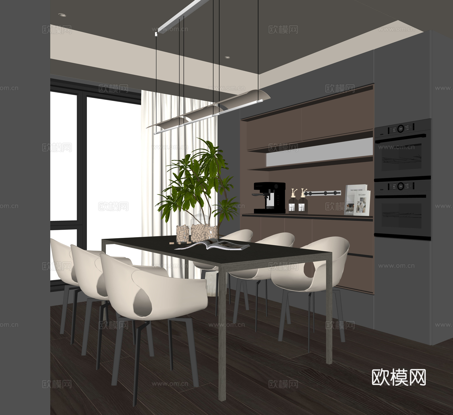 现代家居餐厅su模型