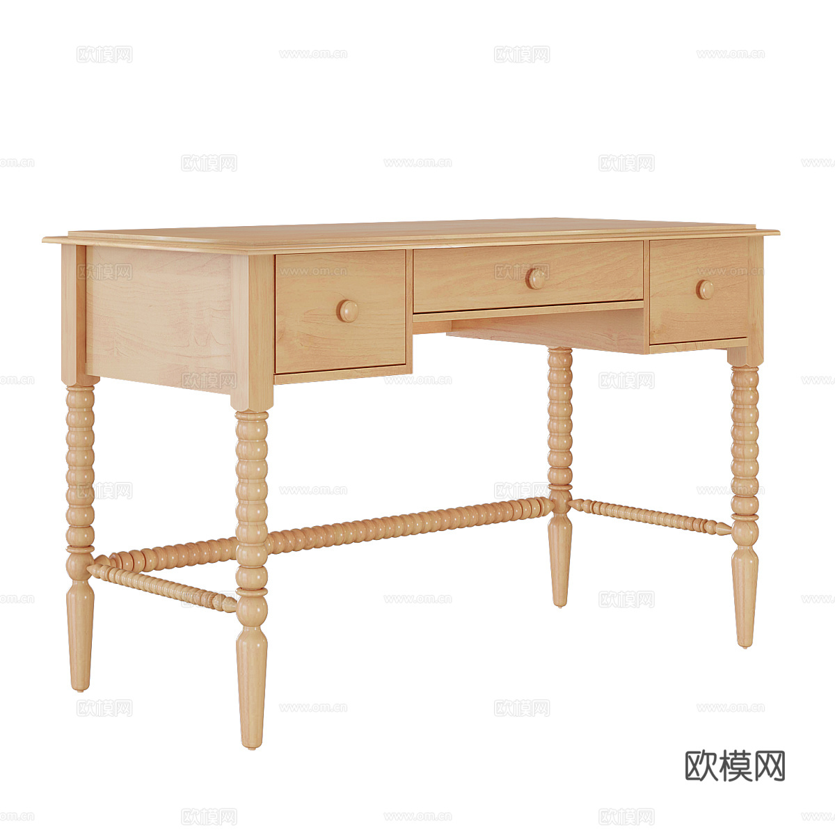 美式简约书桌3d模型
