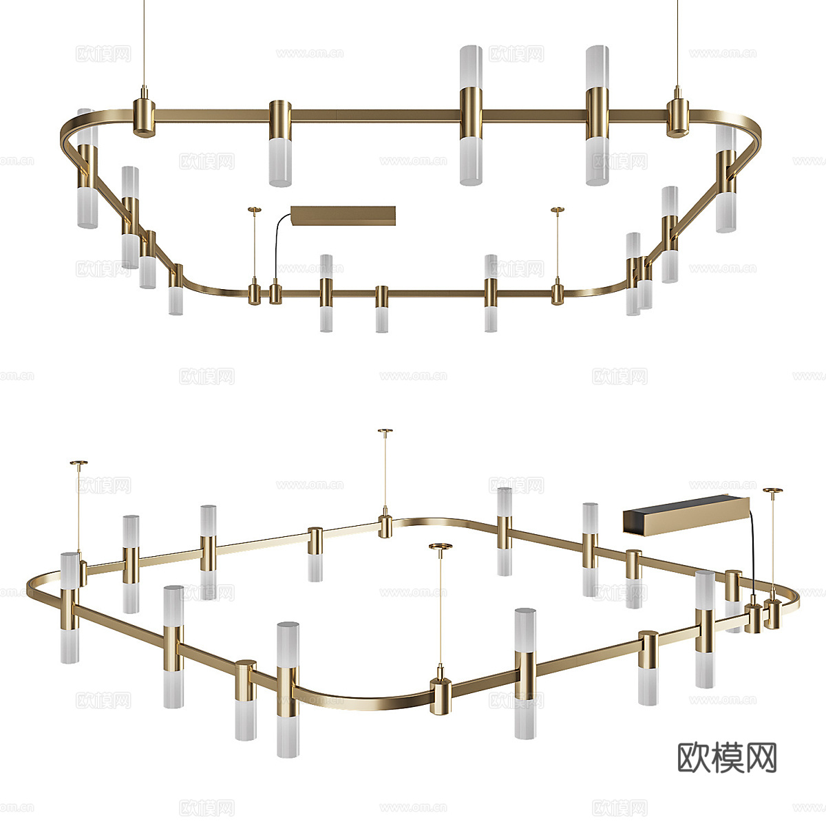 现代轻奢极简金属工艺吊灯3d模型