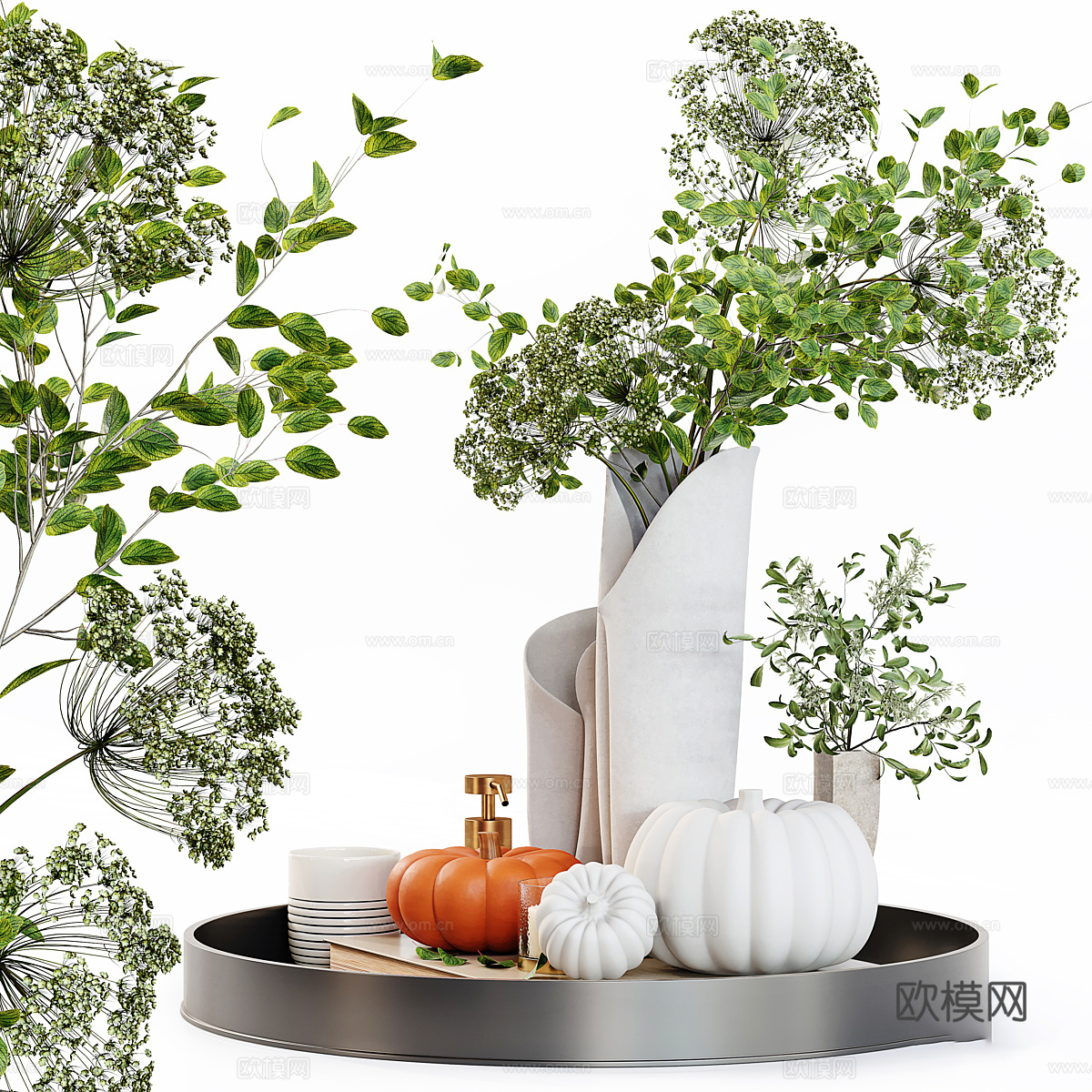 新中式花瓶花艺 饰品摆件3d模型